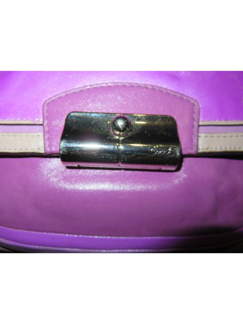 Coach 2013 Kristin Spectator Lavender & Mauve Leather Purple Colorblock Hobo Bag - Picture 8 of 13